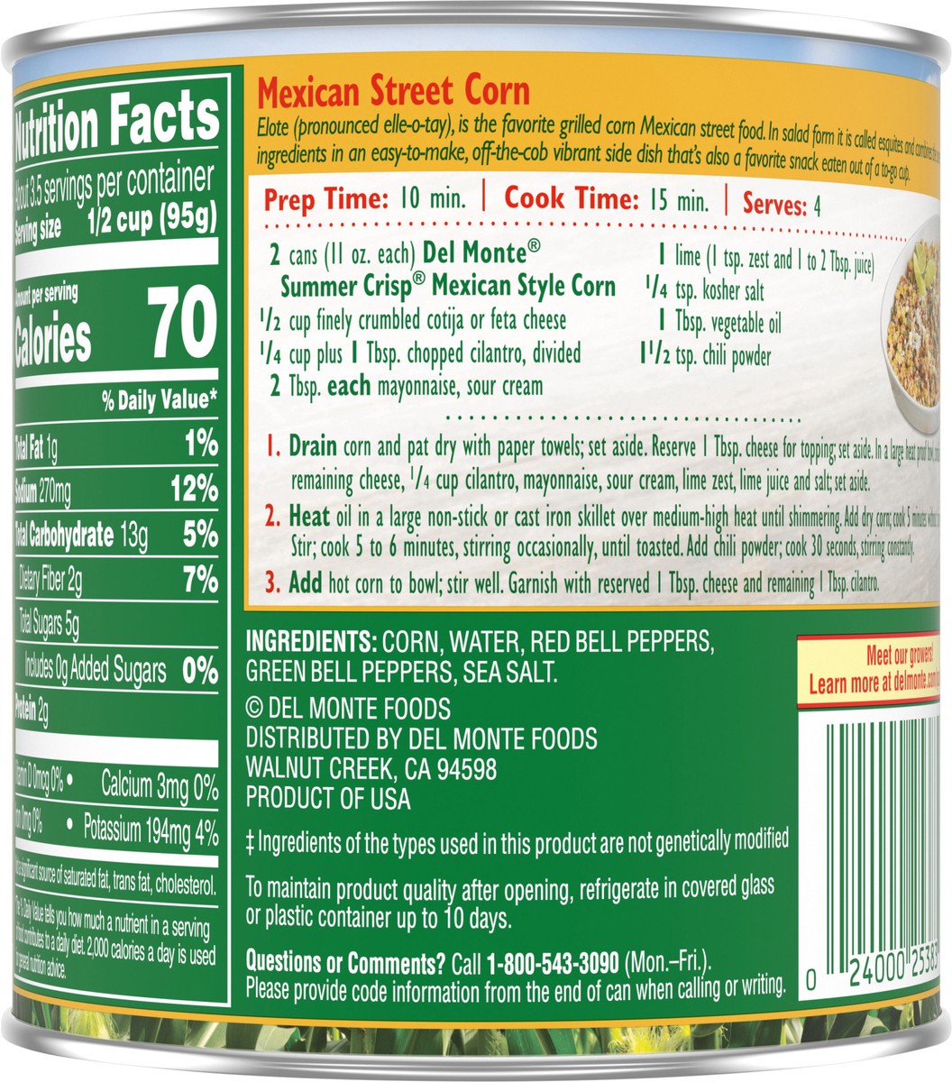 slide 3 of 7, Del Monte Summer Crisp Mexican Style Corn 11 oz. Can, 11 oz