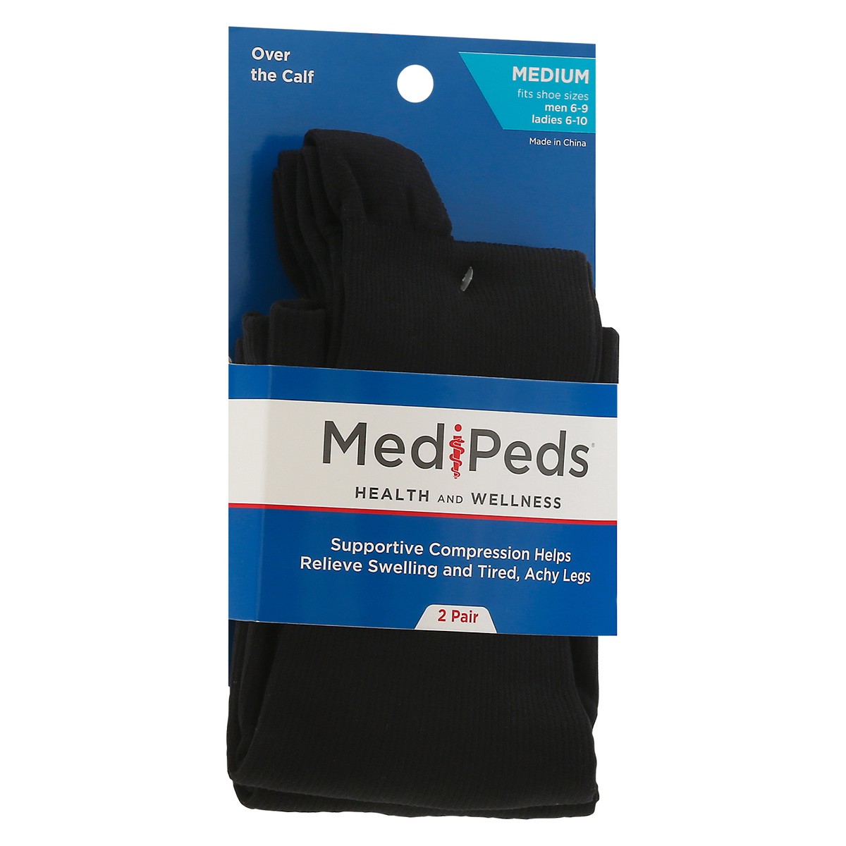 slide 2 of 9, MediPeds Unisex Men 6-9/Ladies 6-10 Black Compression Socks 2 ea, 2 ct