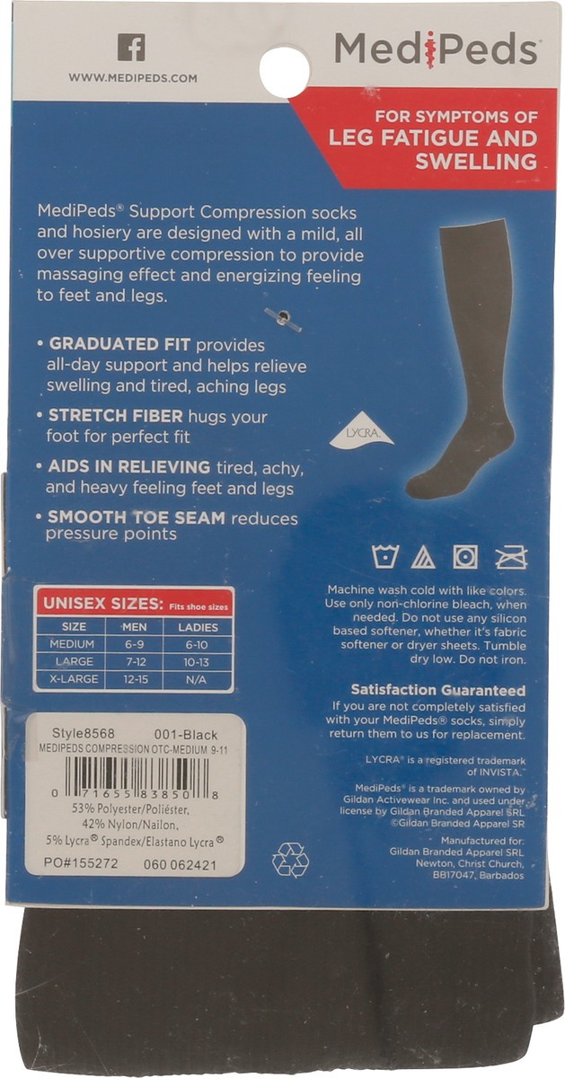 slide 5 of 9, MediPeds Unisex Men 6-9/Ladies 6-10 Black Compression Socks 2 ea, 2 ct