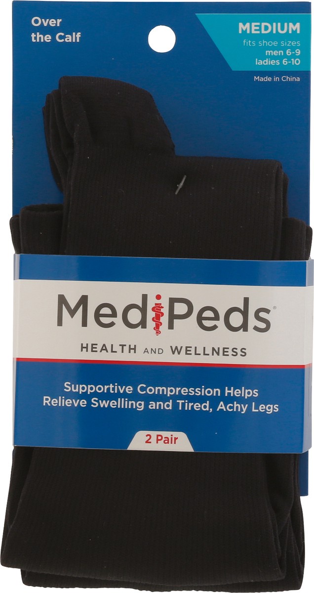 slide 6 of 9, MediPeds Unisex Men 6-9/Ladies 6-10 Black Compression Socks 2 ea, 2 ct