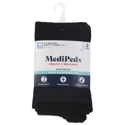 MediPeds Unisex Black Over-the-Calf Mild Compression Socks Medium 2 ea