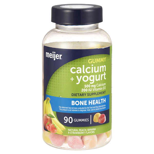 slide 1 of 4, Meijer Wellness Meijer Calcium + Yogurt Gummies, 500 mg, 90 ct