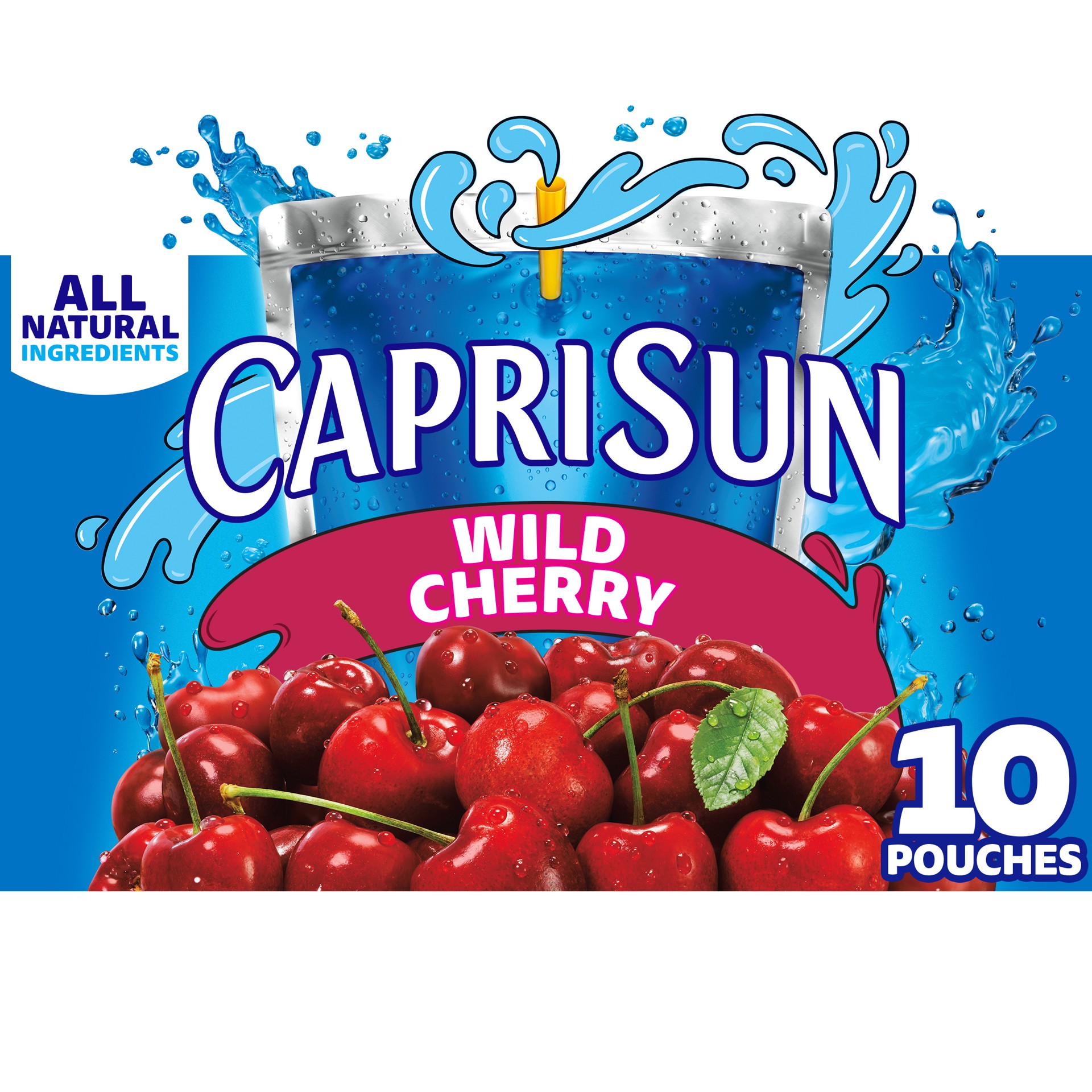 slide 1 of 9, Capri Sun Wild Cherry Flavored with other natural flavor Juice Drink Blend, 10 ct Box, 6 fl oz Pouches, 10 ct