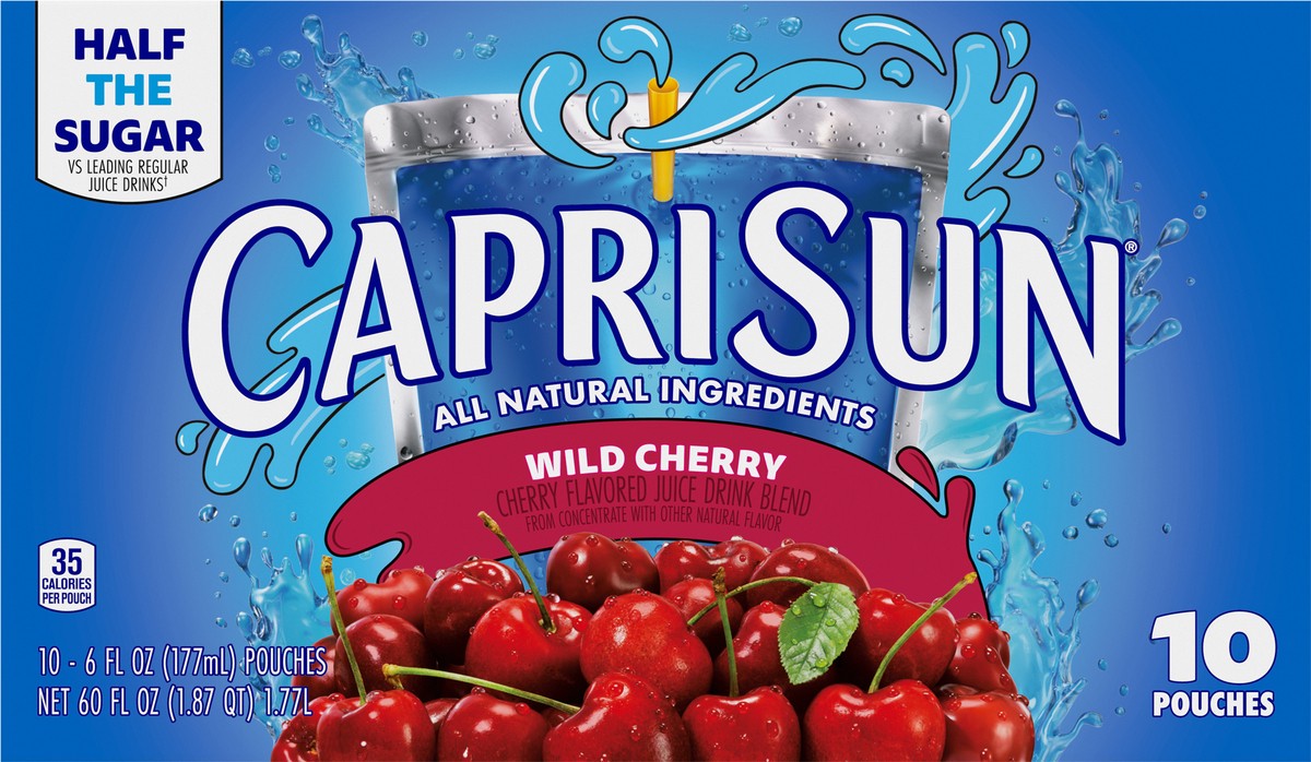 Capri Sun Wild Cherry Flavored with other natural flavor Juice Drink Blend, 10  ct Box, 6 fl oz Pouches 10 ct