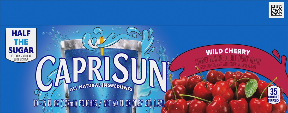 slide 6 of 9, Capri Sun Wild Cherry Flavored with other natural flavor Juice Drink Blend, 10 ct Box, 6 fl oz Pouches, 10 ct