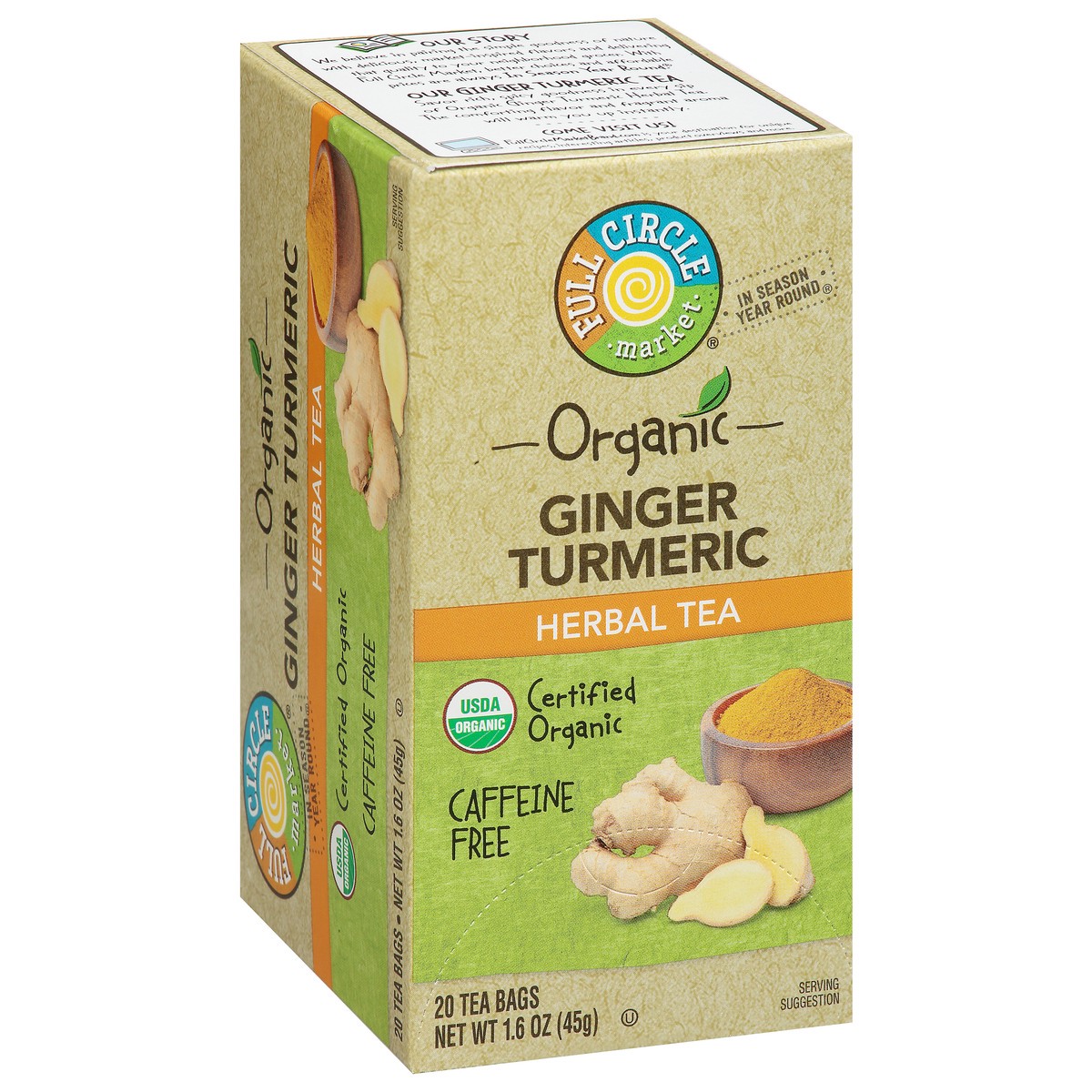 slide 8 of 9, Full Circle Market Organic Caffeine Free Ginger Turmeric Herbal Tea Bags - 20 ct, 20 ct