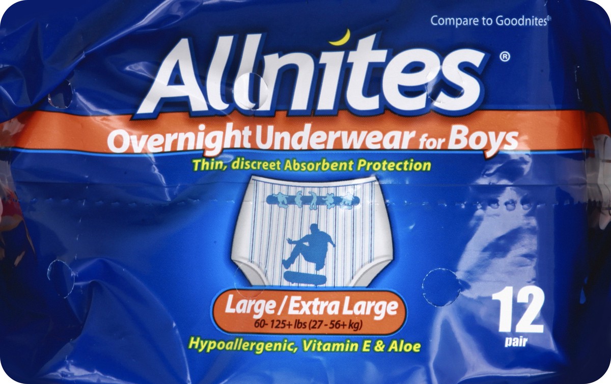 slide 10 of 11, Allnites Overnight For Boys Large/Extra Large Underwear 12 ea, 12 ct