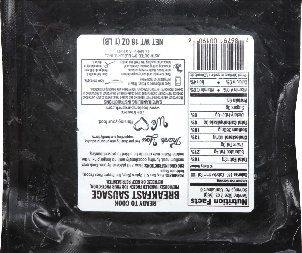 slide 7 of 9, Beeler's Breakfast Sausage 16 oz, 16 oz