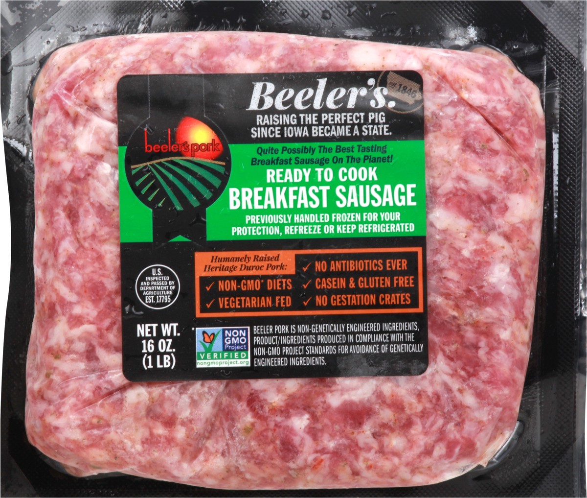 slide 1 of 9, Beeler's Breakfast Sausage 16 oz, 16 oz