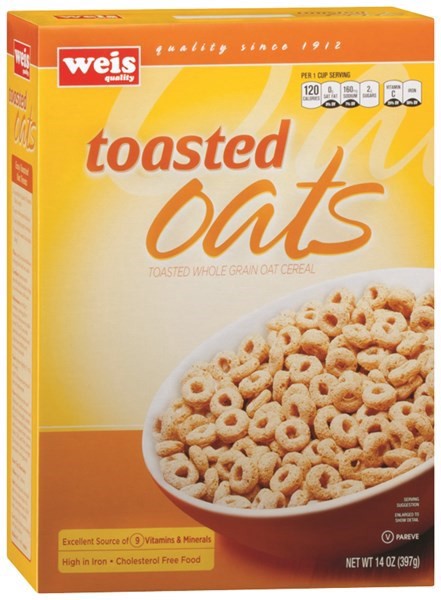 slide 1 of 1, Weis Quality Toasted Whole Grain Oats Cereal, 14 oz