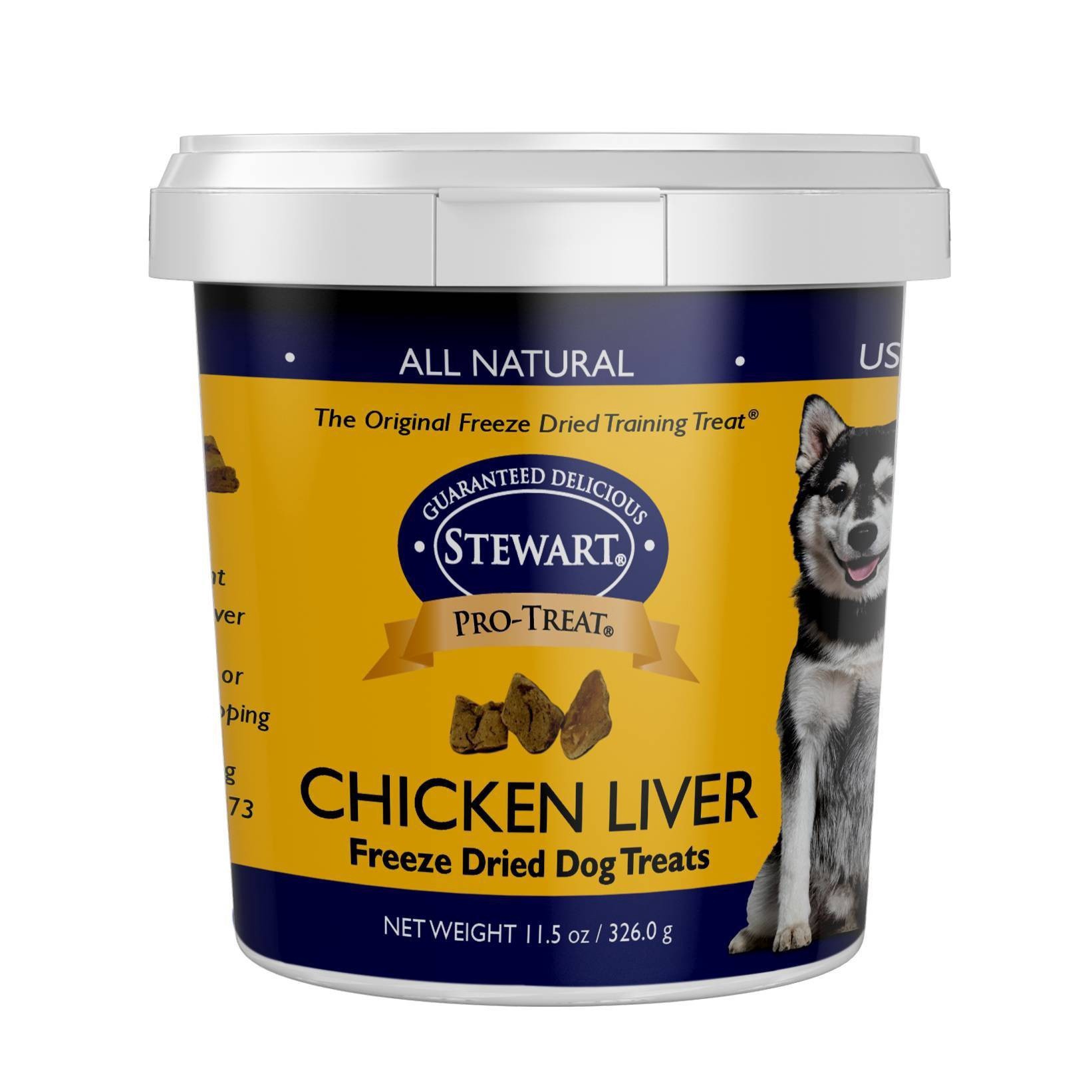 slide 1 of 3, Stewart Freeze-Dried Chicken Liver Dog Treat Tub, 11.5 oz