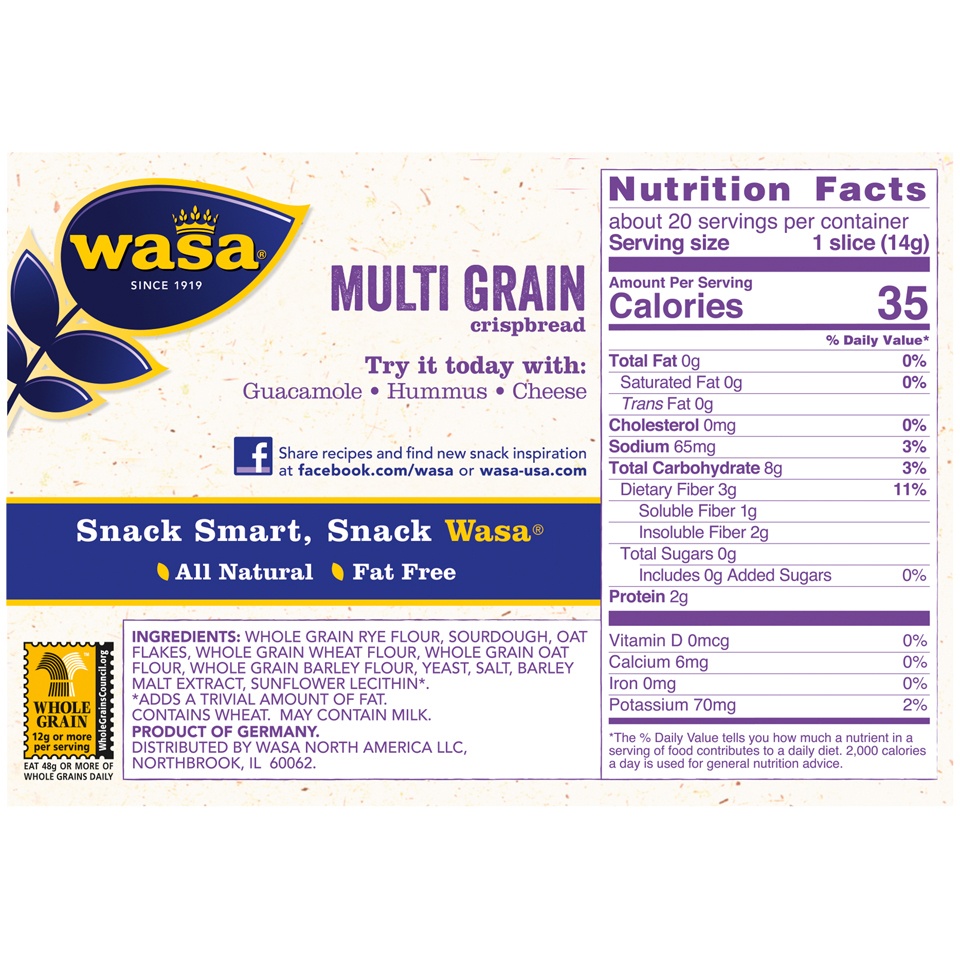 slide 4 of 6, Wasa Multi-Grain Cripsbread, 8.8 oz