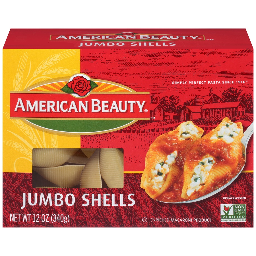 slide 1 of 8, American Beauty Jumbo Pasta Shells, 12 oz