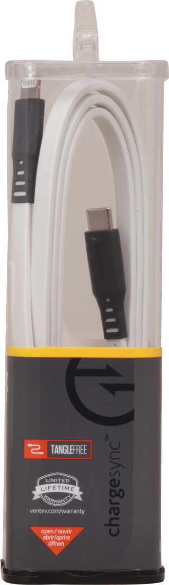 slide 5 of 10, Ventev White Type-C Chargesync Lightning Cable Charger, 3 ft