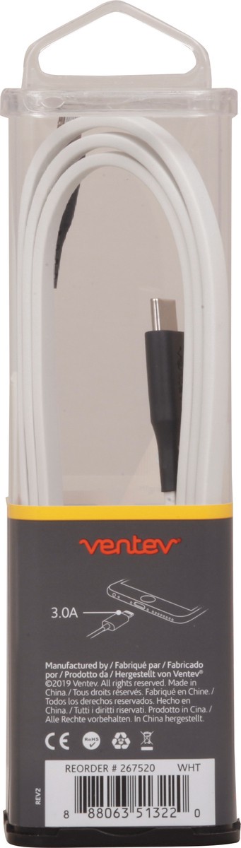 slide 10 of 10, Ventev White Type-C Chargesync Lightning Cable Charger, 3 ft