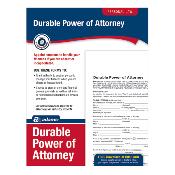 slide 1 of 2, Adams Durable Power Of Attorney, 1 ct