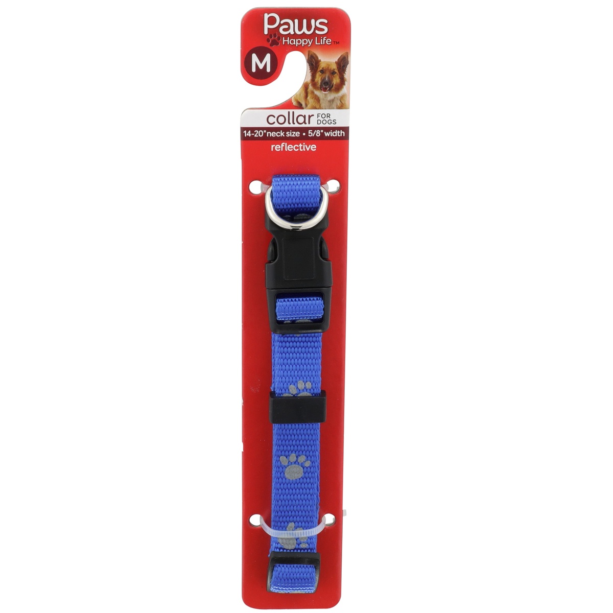 slide 1 of 1, Paws Happy Life Paws Premium Dog Collar Adjustable & Reflective 5/8in 14-20in, 1 ct