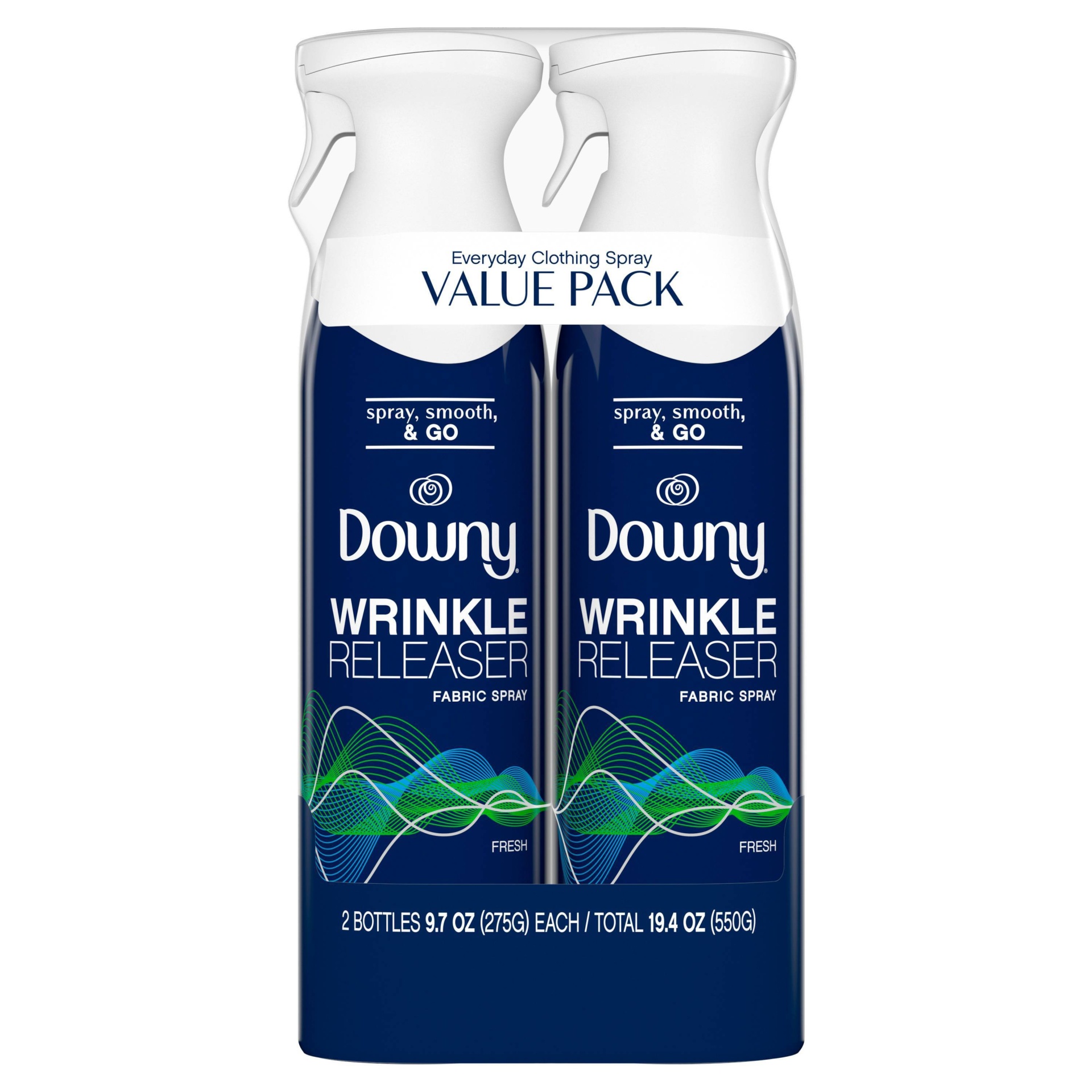 slide 1 of 1, Downy WrinkleGuard Wrinkle Releaser Fabric Spray, Fresh, 2 ct; 9.7 fl oz