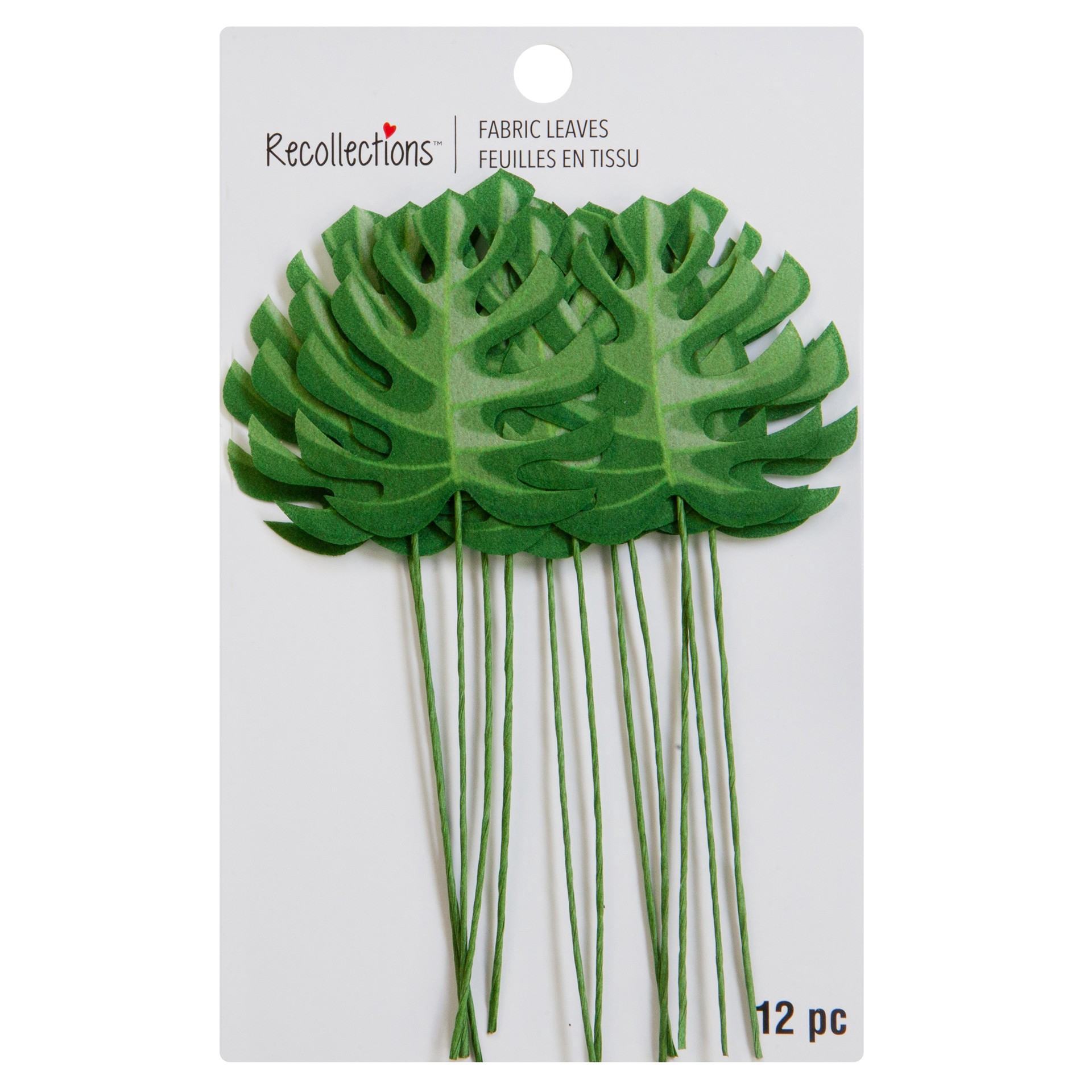 slide 2 of 4, Green Fabric Monstera Embellishments By Recollections, 1.75 in