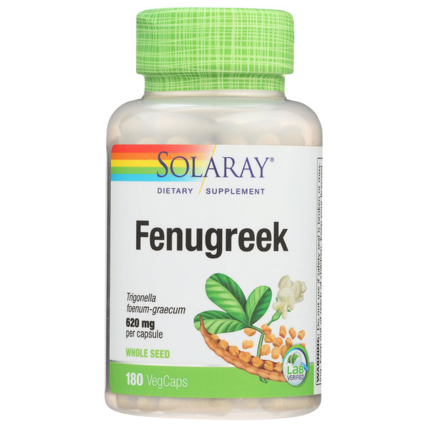 slide 1 of 1, Solaray Fenugreek Seed Vegetarian Capsules, 1 ct