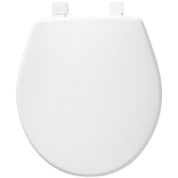 slide 3 of 5, Mayfair Round Solid Plastic Toilet Seat with Whisper Close Hinge and STA-TITE, White, 16.5 in