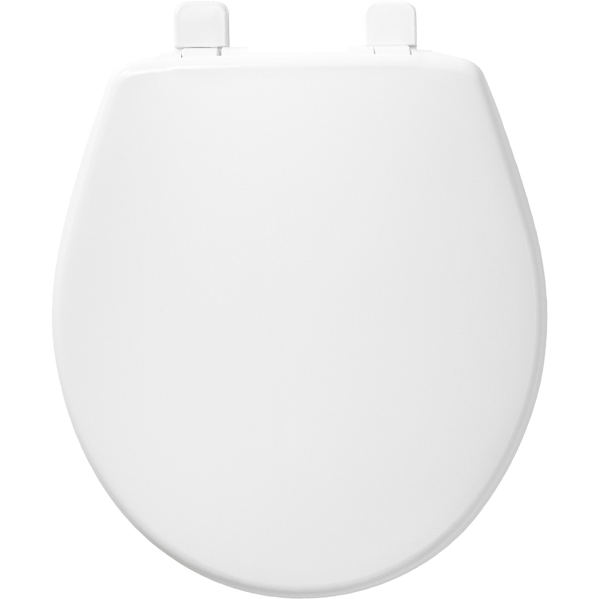 slide 2 of 5, Mayfair Round Solid Plastic Toilet Seat with Whisper Close Hinge and STA-TITE, White, 16.5 in