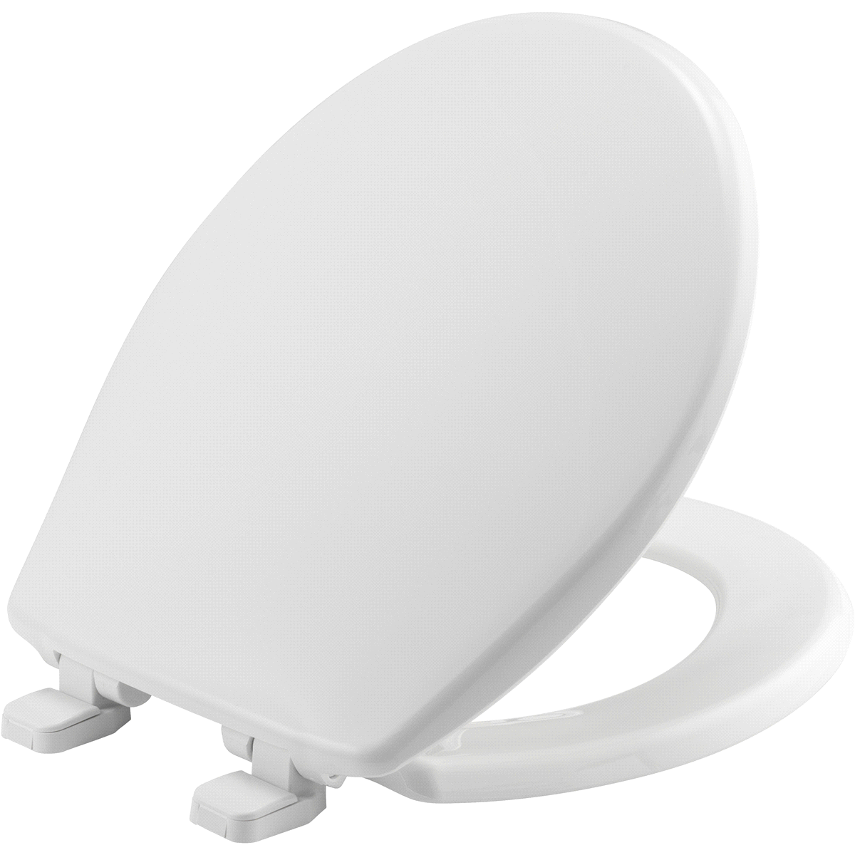 slide 1 of 5, Mayfair Round Solid Plastic Toilet Seat with Whisper Close Hinge and STA-TITE, White, 16.5 in