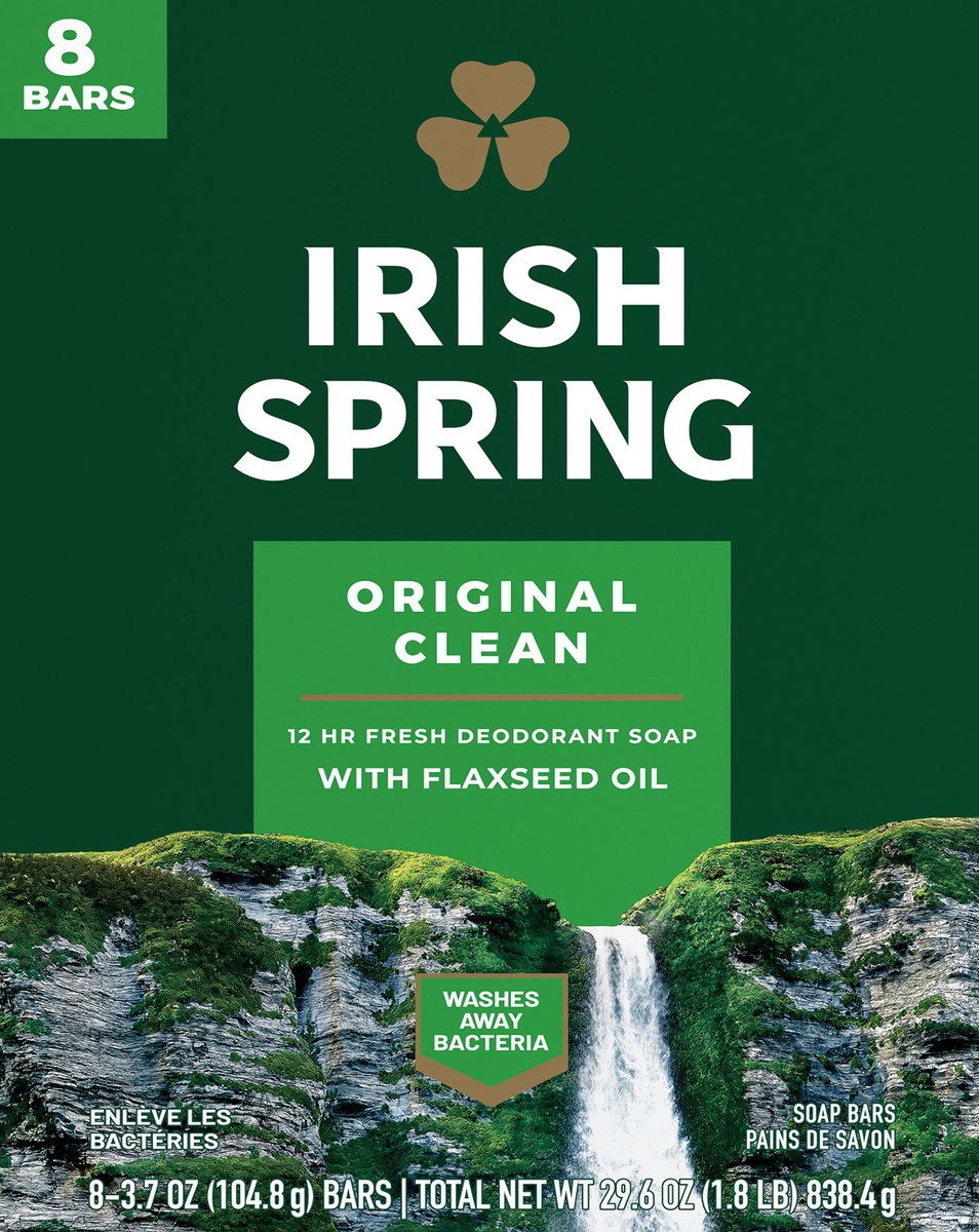 slide 6 of 8, Irish Spring Deodorant Soap Original Bar Soap, 8 ct; 3.75 oz