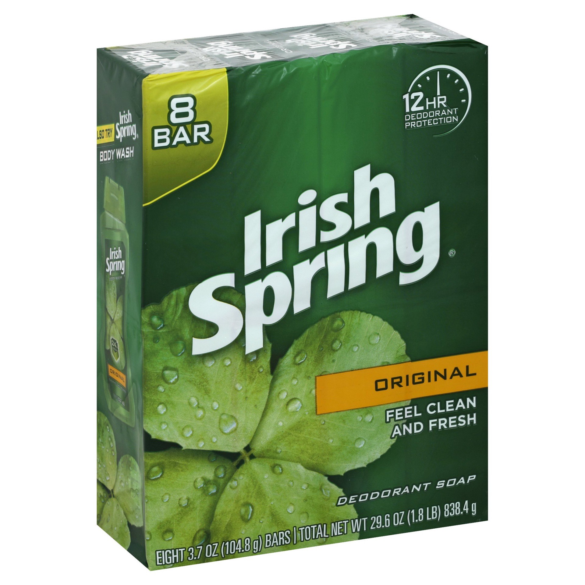 slide 1 of 7, Irish Spring Original Clean Deodorant Bar Soap for Men, 3.7 oz, 8 Pack, 3.7 oz