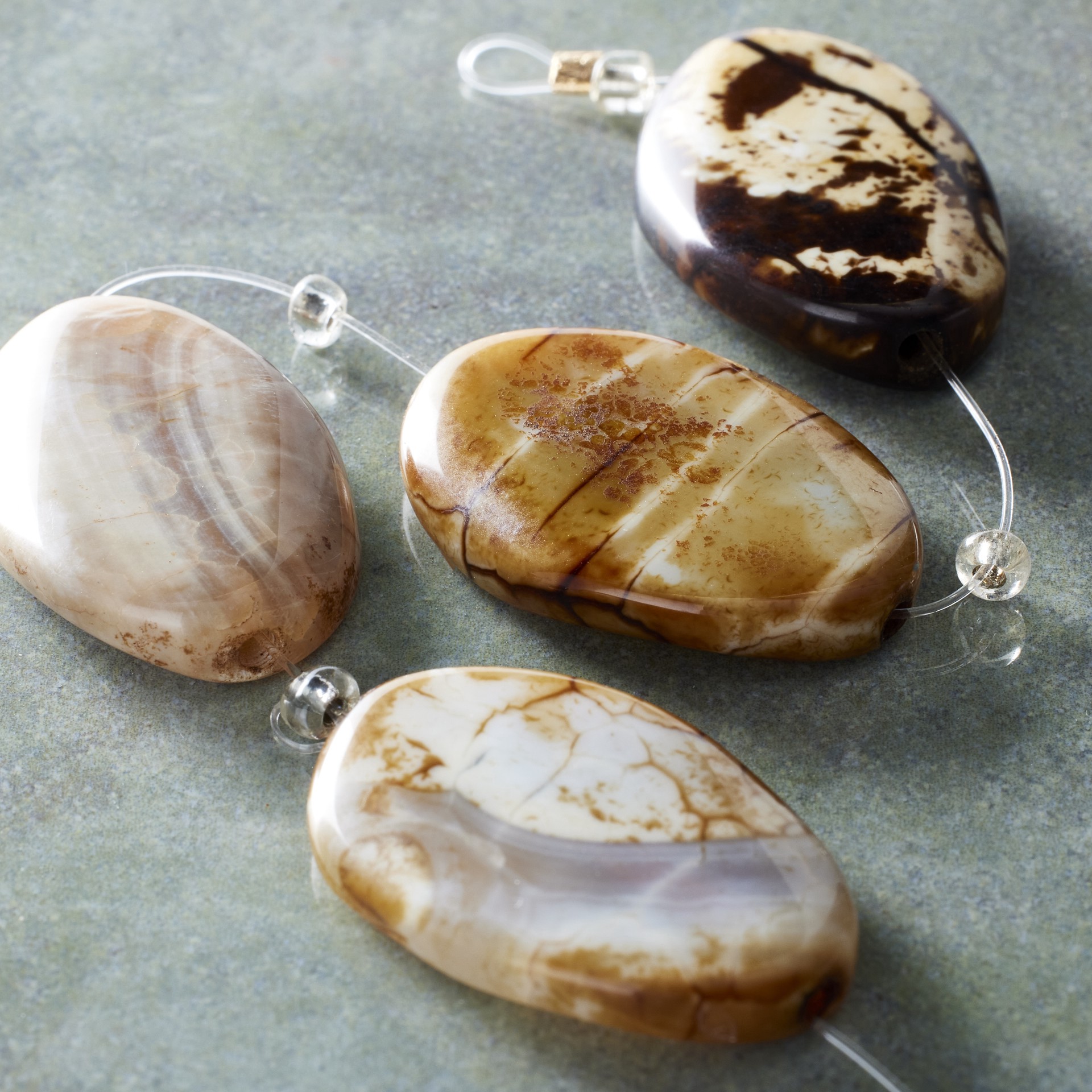 slide 3 of 3, Amber Crackled Agate Oval Beads, 30mm By Bead Landing, 30 mm