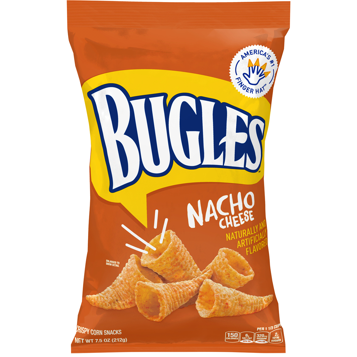 slide 1 of 1, Bugles Nacho Cheese Flavor Crispy Corn Snacks, 7.5 oz