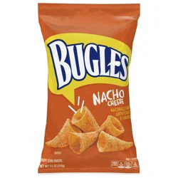 Bugles Nacho Cheese Crispy Corn Snacks, Snack Bag, 7.5 oz