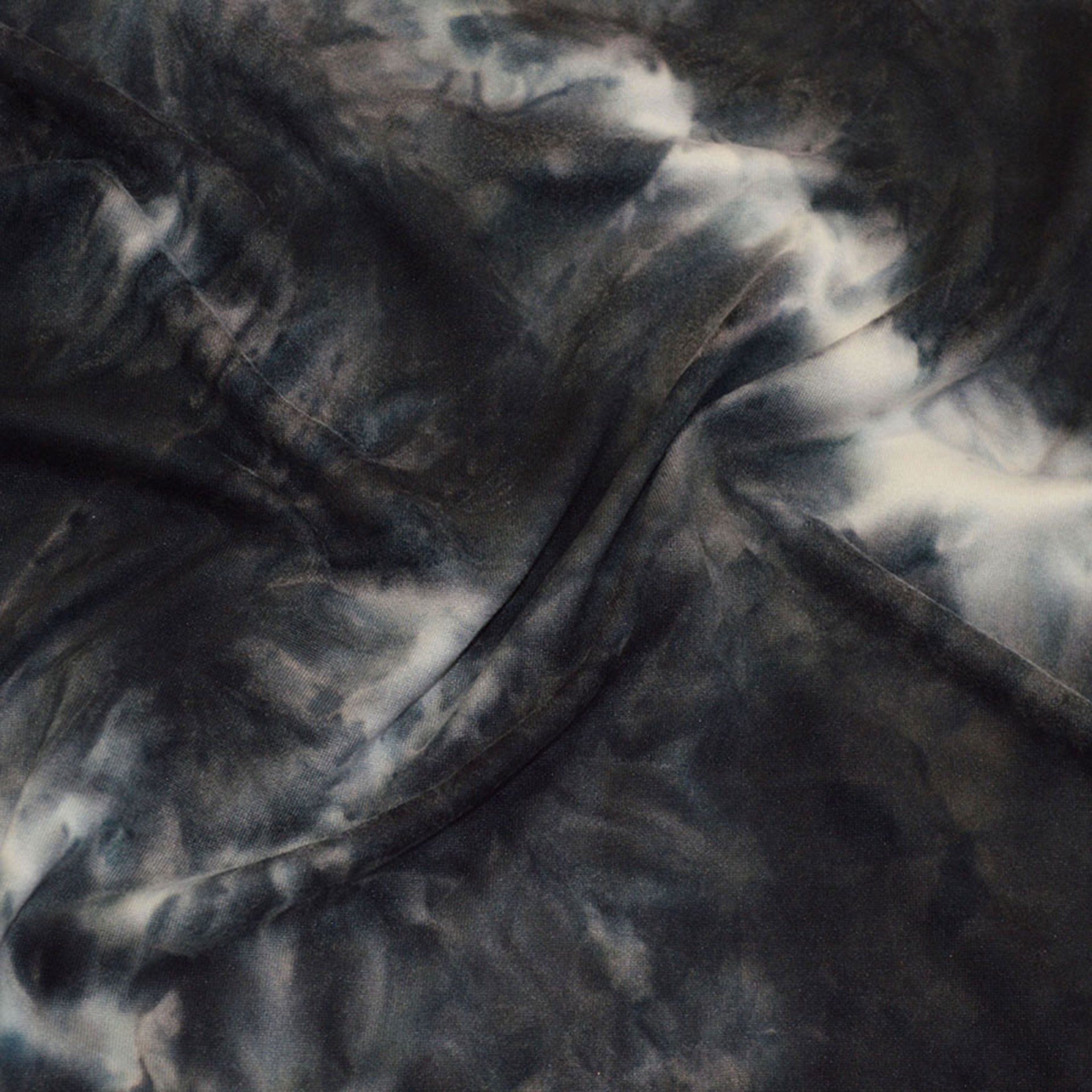 slide 2 of 3, Fabric Merchants Black & White Tie Dye Double Brushed 4-Way Stretch Fabric, 60 in