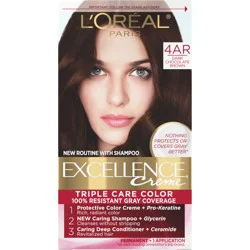 L'Oréal Excellence Triple Protection Permanent Hair Color - 6.3 fl oz - 4AR Dark Chocolate Brown - 1 Kit