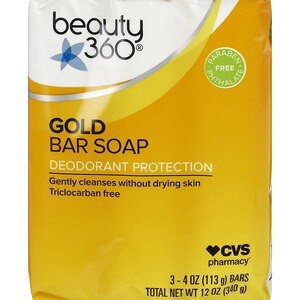 slide 1 of 1, Beauty 360 Gold Bar Soap Deodorant Protection, 3/Pack, 4 oz