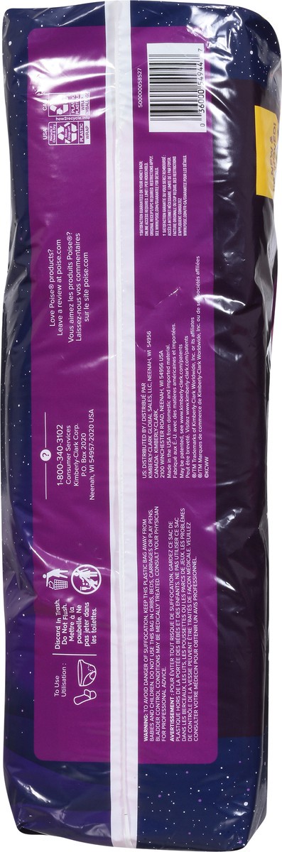 slide 3 of 9, Poise Overnight Incontinence & Postpartum Pads for Bladder Leaks, 8 Drop Extra Coverage, 36 Count, 36 ct