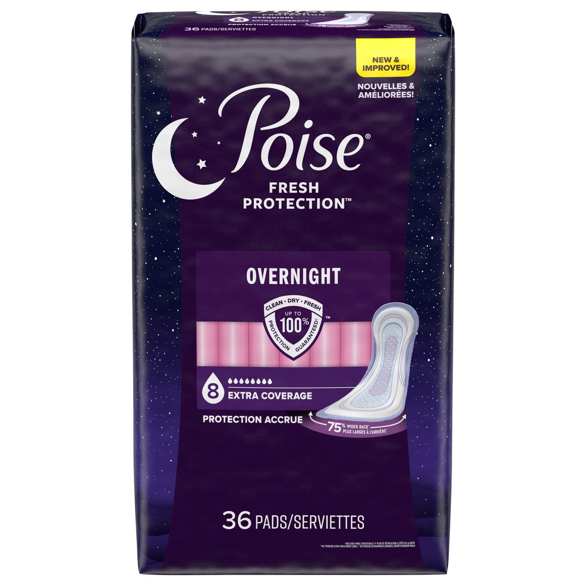Poise Fresh Protection Extra Coverage Overnight Pads 36 ea 36 ct Shipt