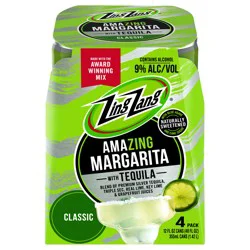 Zing Zang Amazing Classic Margarita Cocktail with Tequila, Alcoholic Ready-to-Drink Canned Cocktails, 12 Fl Oz Can (Pack of 4)
