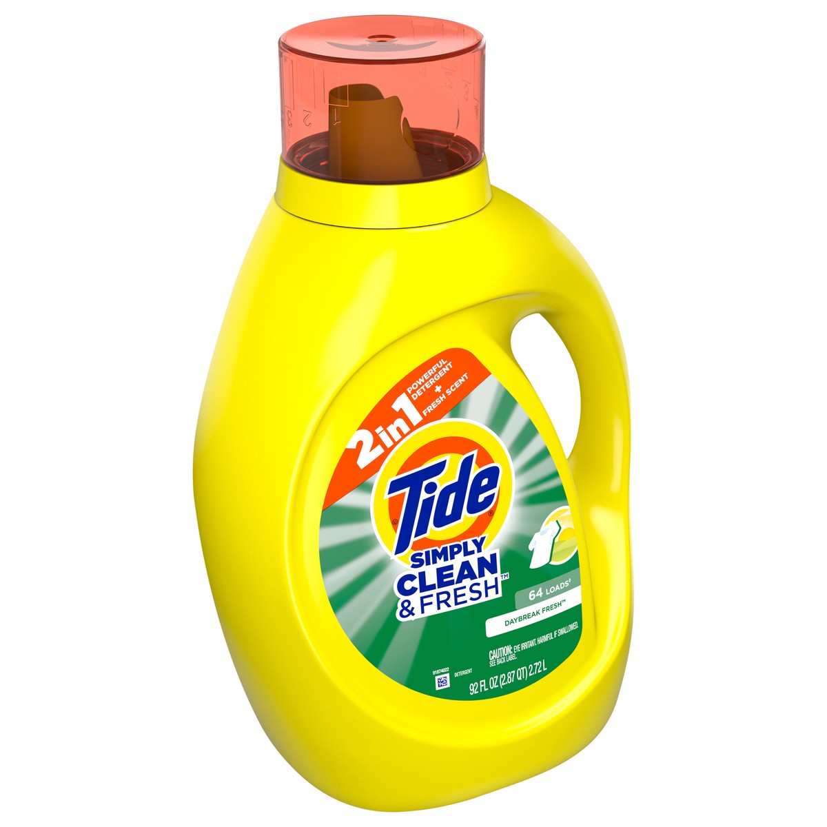 slide 2 of 4, Tide Simply Clean&Fresh Liq Laundry Detergent Dybrk(64 Load), 92 fl oz