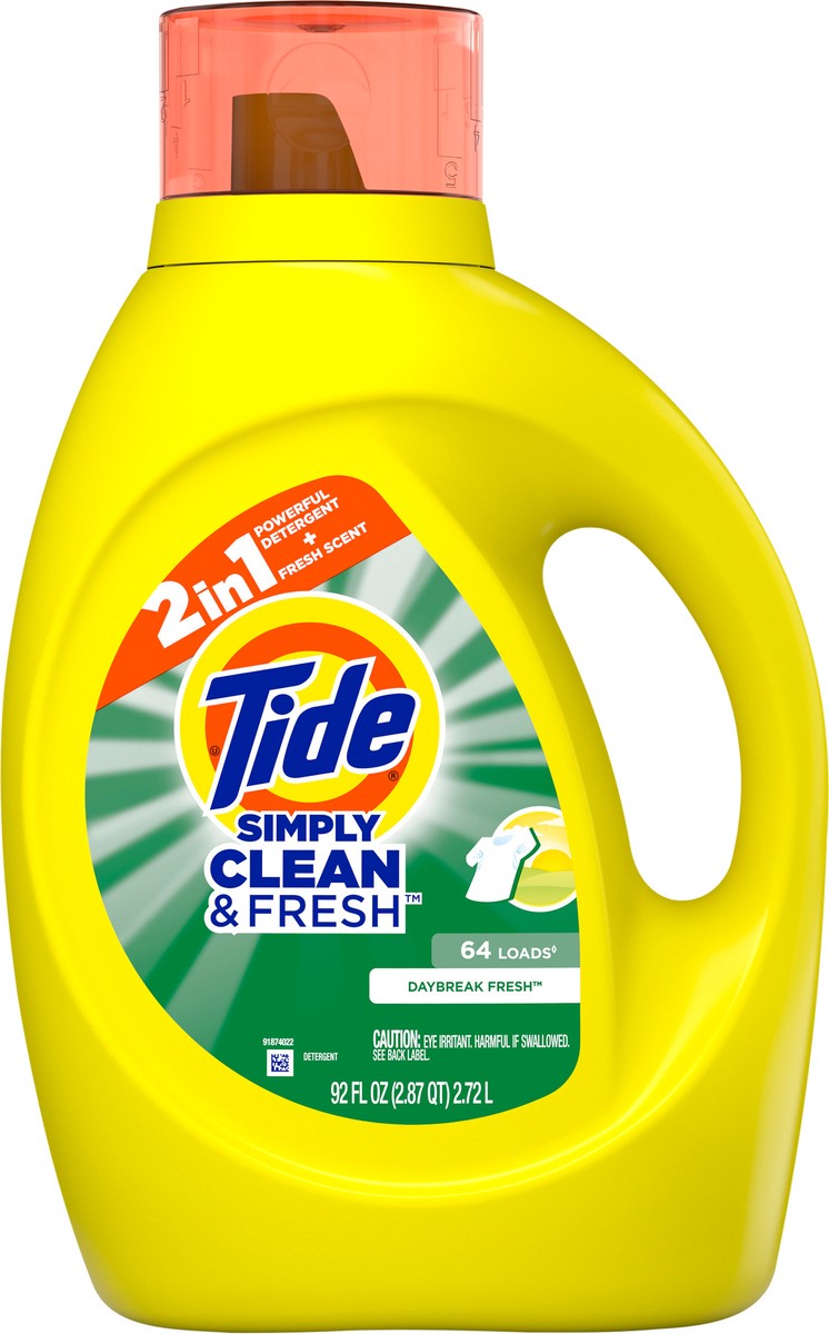 slide 4 of 4, Tide Simply Clean&Fresh Liq Laundry Detergent Dybrk(64 Load), 92 fl oz