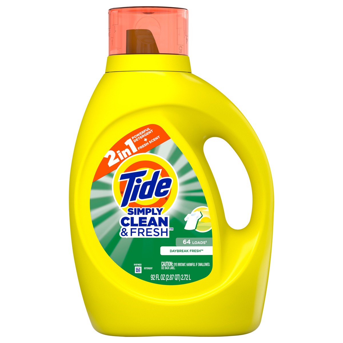 slide 1 of 4, Tide Simply Clean&Fresh Liq Laundry Detergent Dybrk(64 Load), 92 fl oz