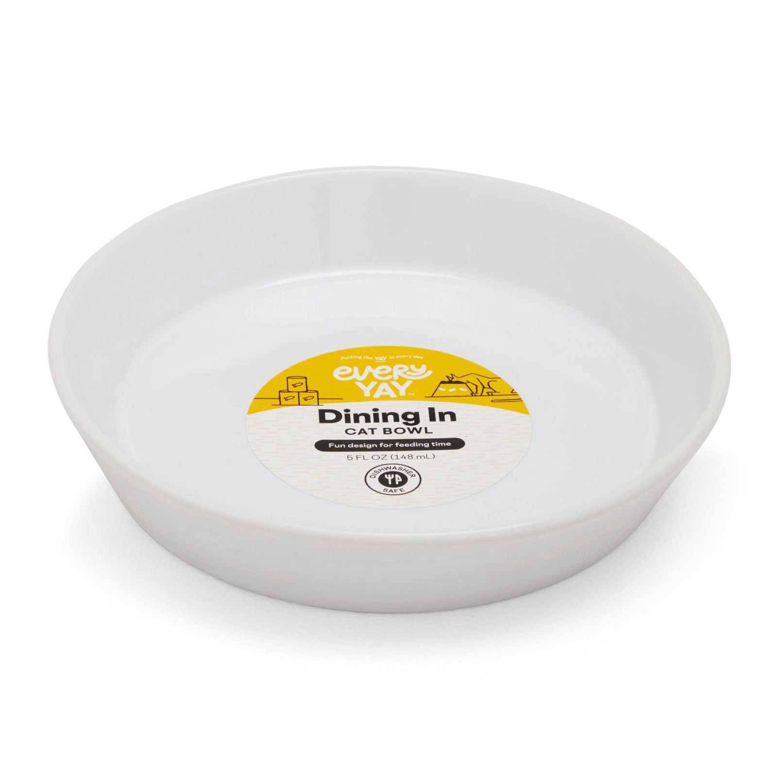 slide 5 of 6, EveryYay Dining In Ceramic Cat Saucer with Fish Print Cat Bowl Set (1 Bowls), 1 ct