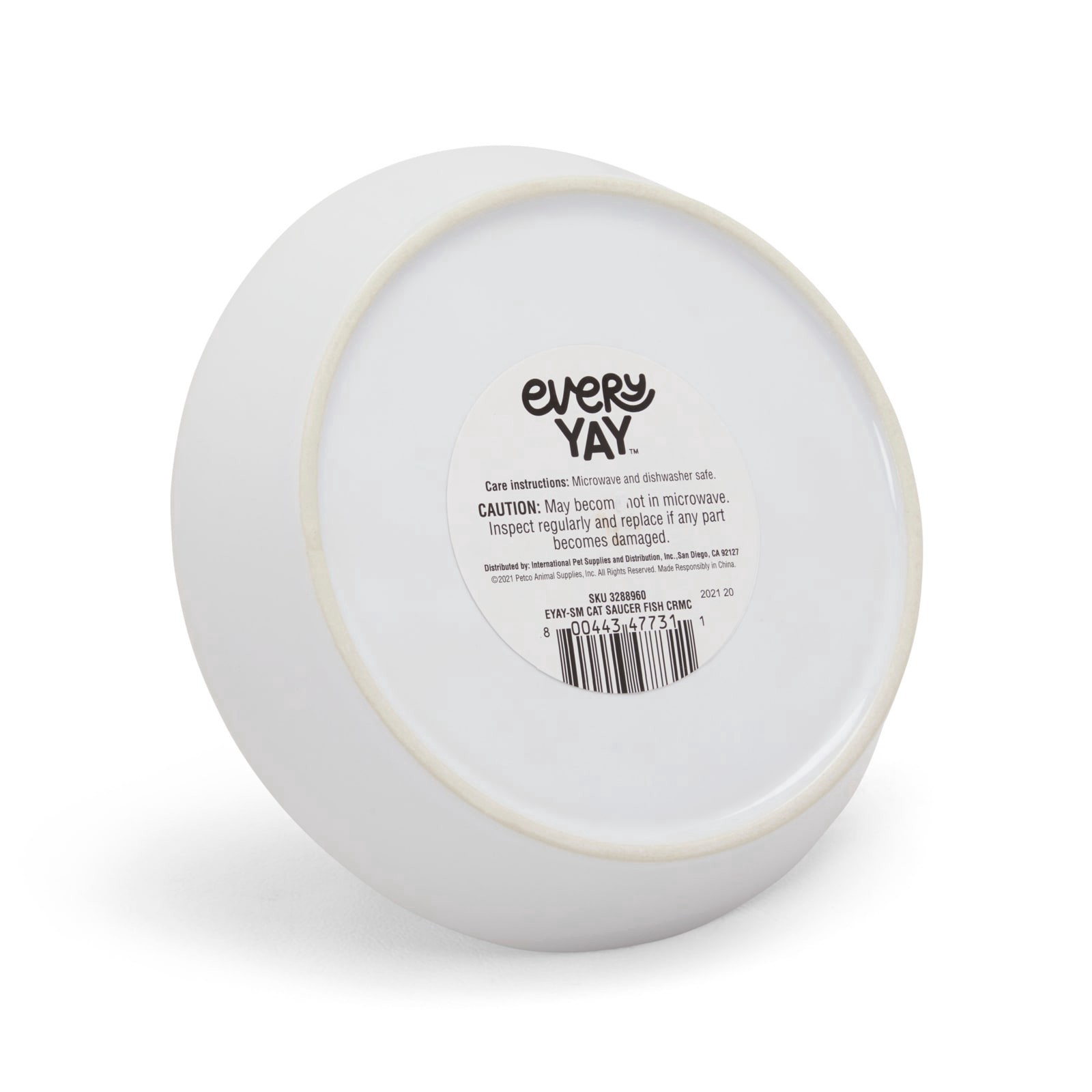 slide 3 of 6, EveryYay Dining In Ceramic Cat Saucer with Fish Print Cat Bowl Set (1 Bowls), 1 ct