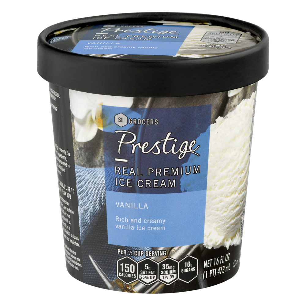 slide 1 of 1, Prestige Real Premium Ice Cream Vanilla, 16 oz