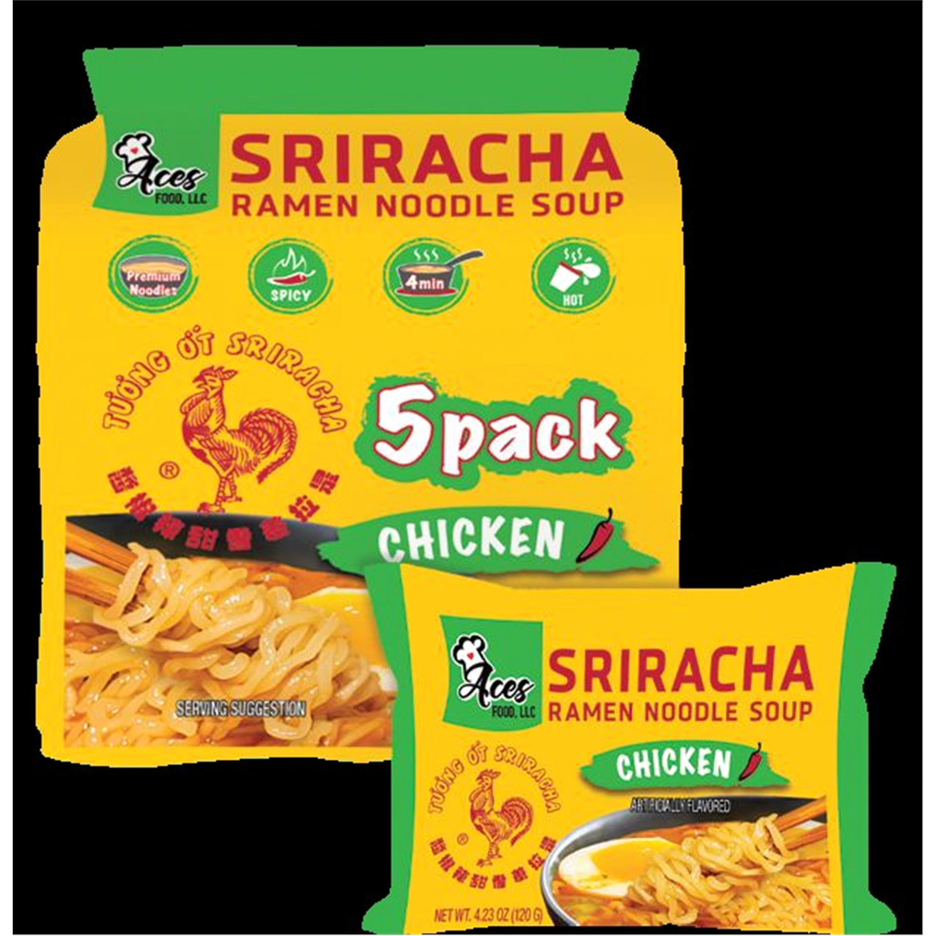 slide 1 of 1, Sriracha Ramen Chicken 5Ct Pouch, 5 ct, 4.23 oz