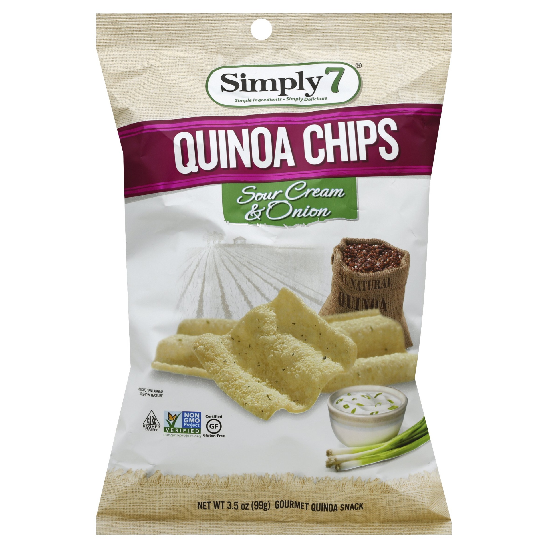 slide 1 of 1, Simply7 Quinoa Chips Sour Cream Onion, 3.5 oz