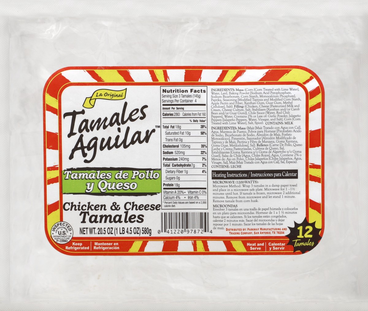slide 1 of 7, Tamales Aguilar Chicken & Cheese Tamales, 12 ct