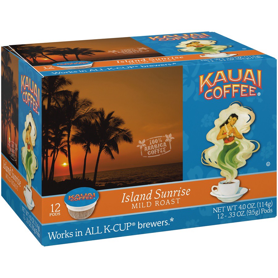 slide 4 of 7, Kauai Coffee Island Sunrise Mild Roast Ground Coffee Pods 12 ct Box, 4.2 oz