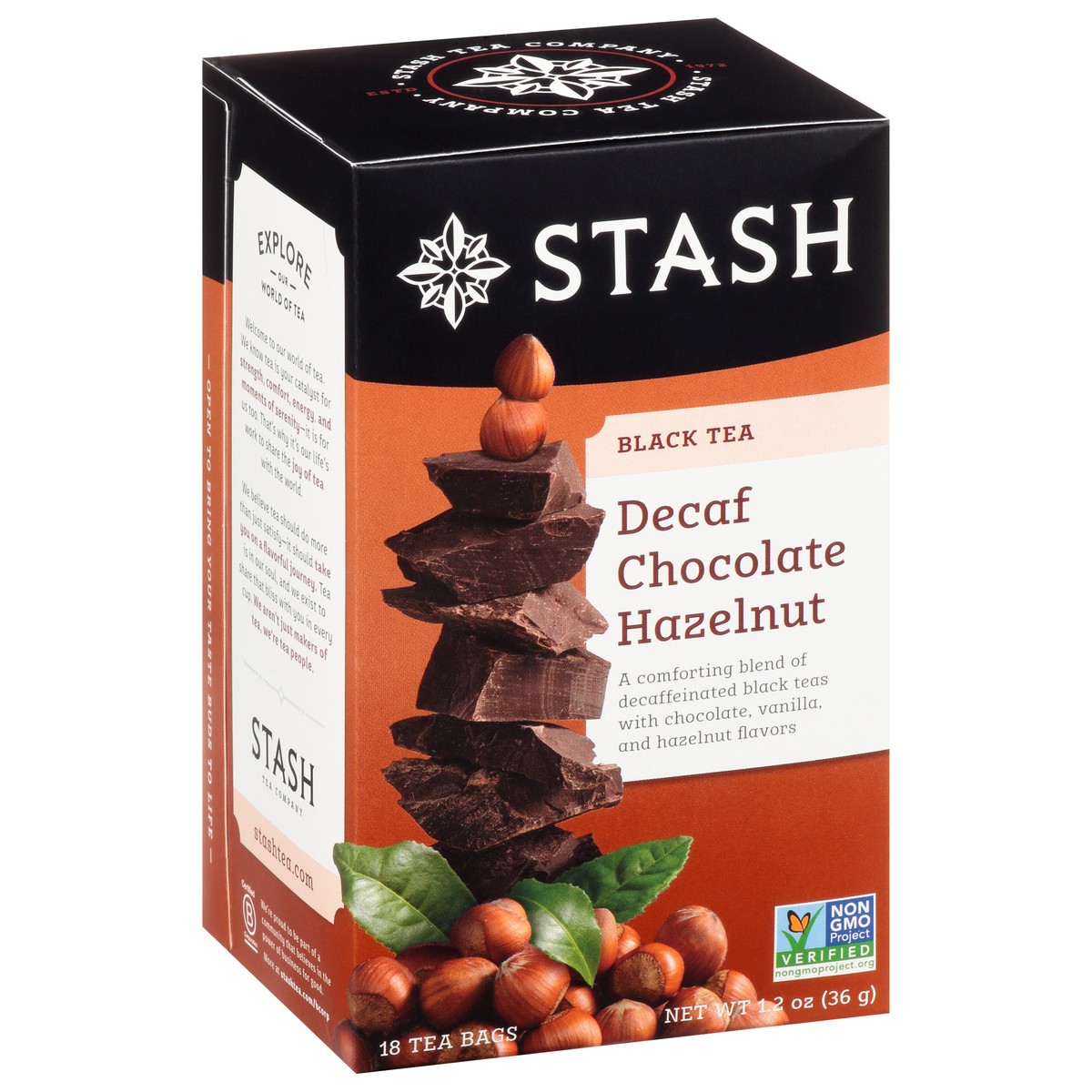 slide 5 of 9, Stash Tea Bags Decaf Chocolate Hazelnut Black Tea - 18 ct, 18 ct