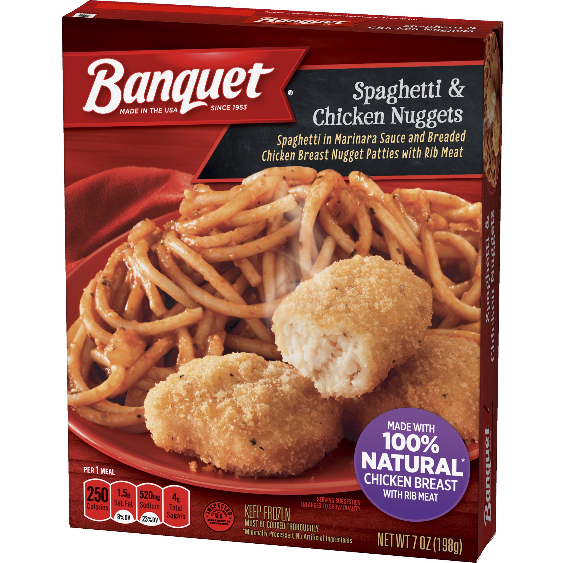 slide 3 of 5, Banquet Basic Spaghetti With Chicken Nuggets, 7 oz, 7 oz